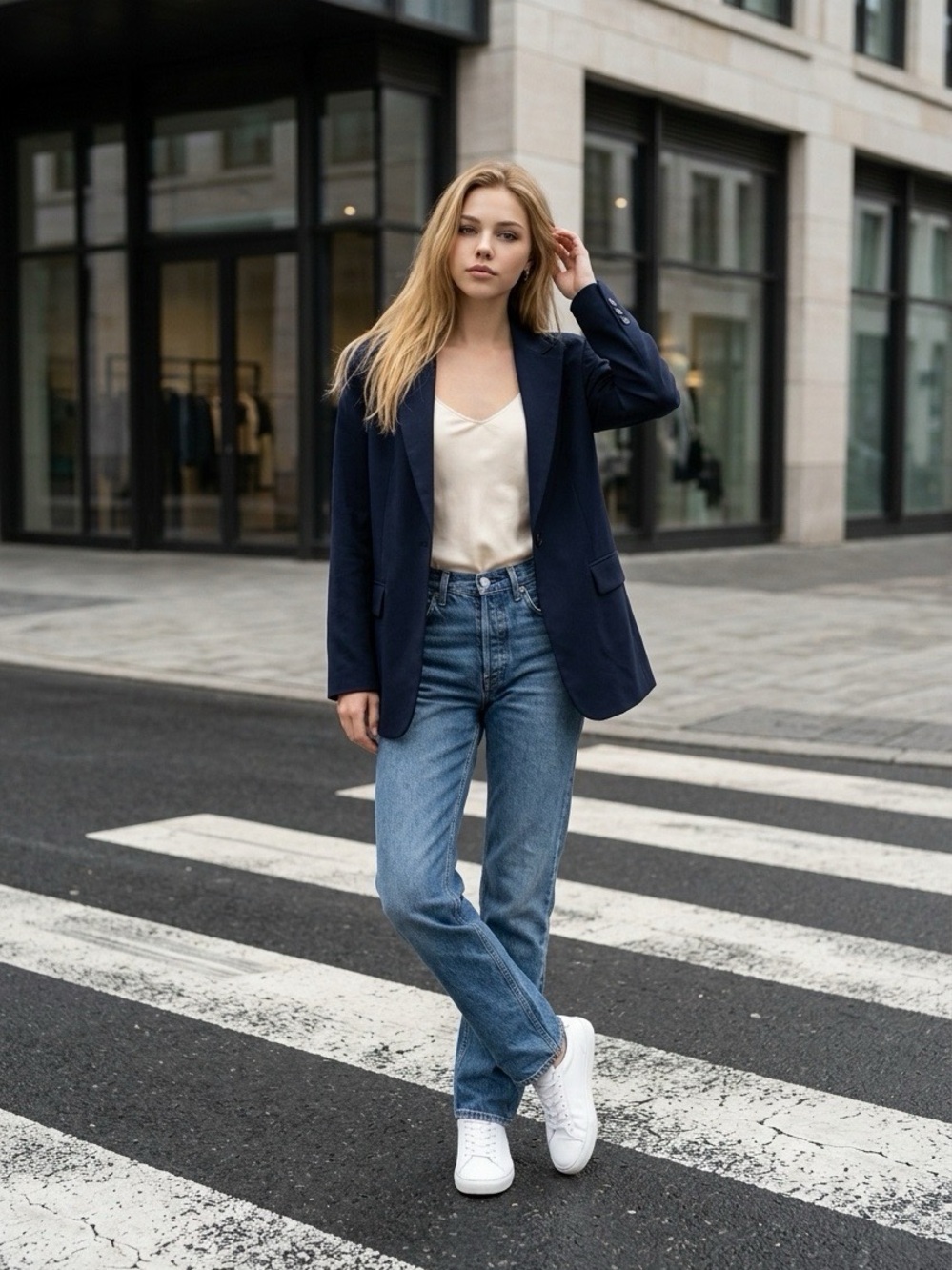 Citizens Of Humanity Blue Straight Jeans with Light Distress